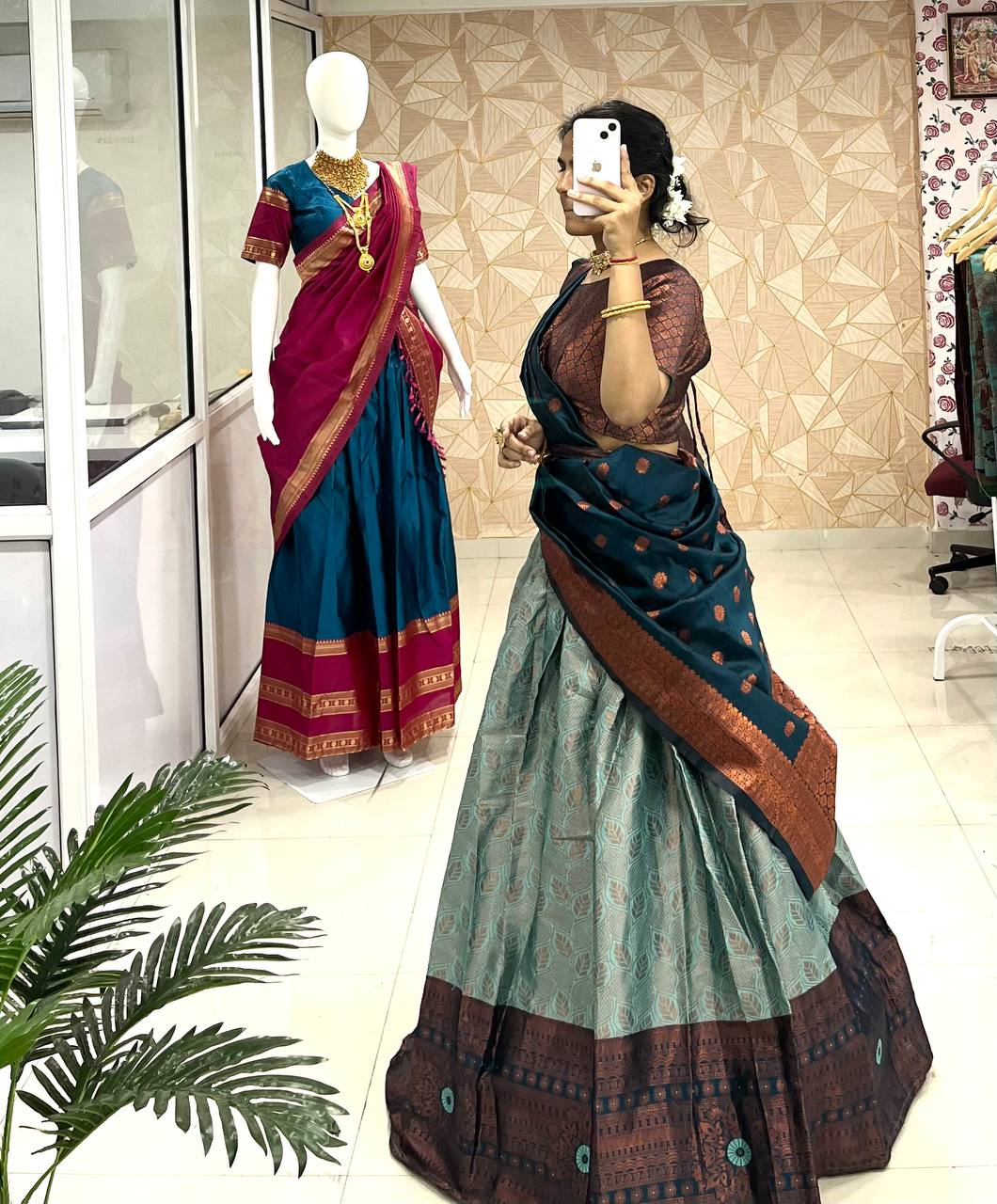 Kanjiveram Silk Zari Lehenga With Blouse Along With Banarsi Silk