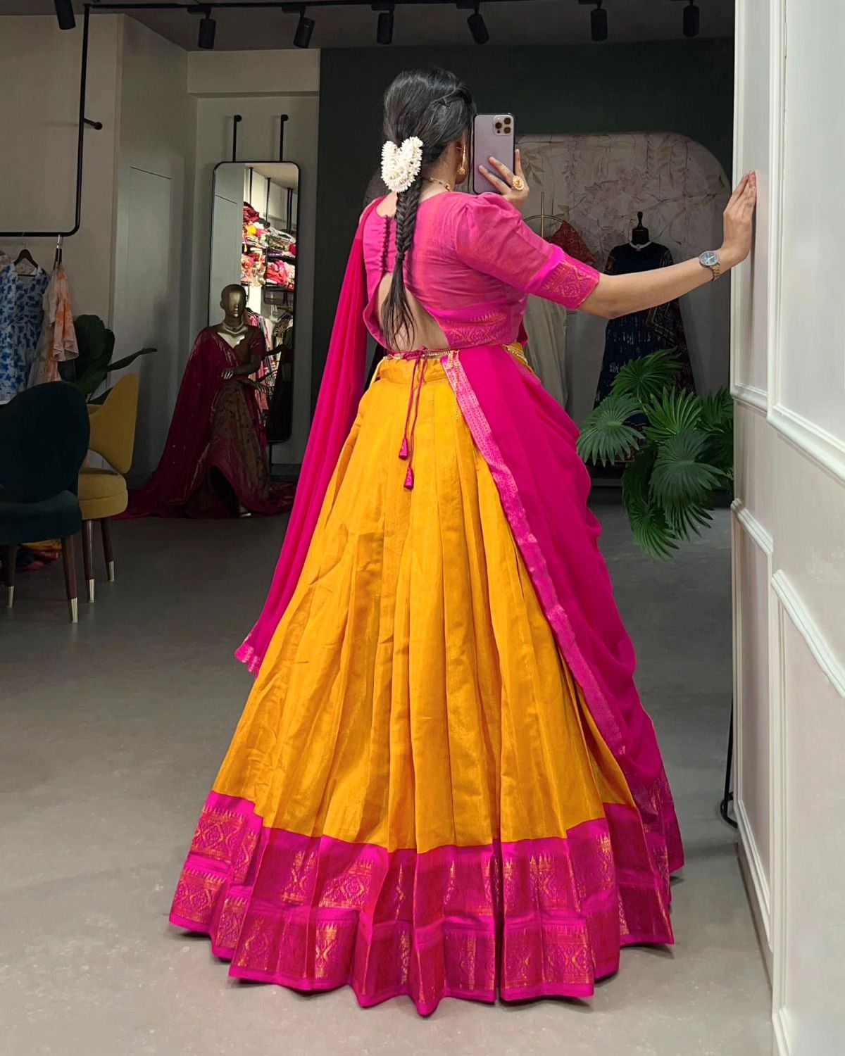 Kanjiveram Silk Zari Lehenga With Blouse Along With Banarsi Silk