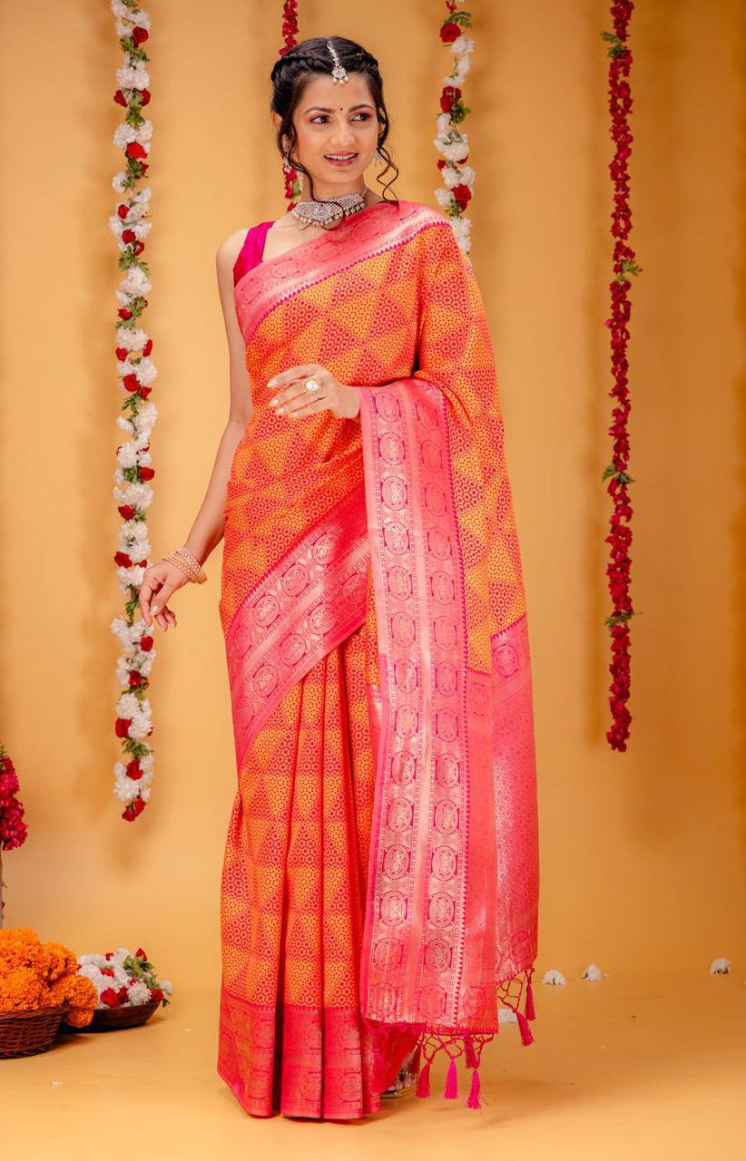 Woven Kanjivaram , Banarasi Jacquard Saree