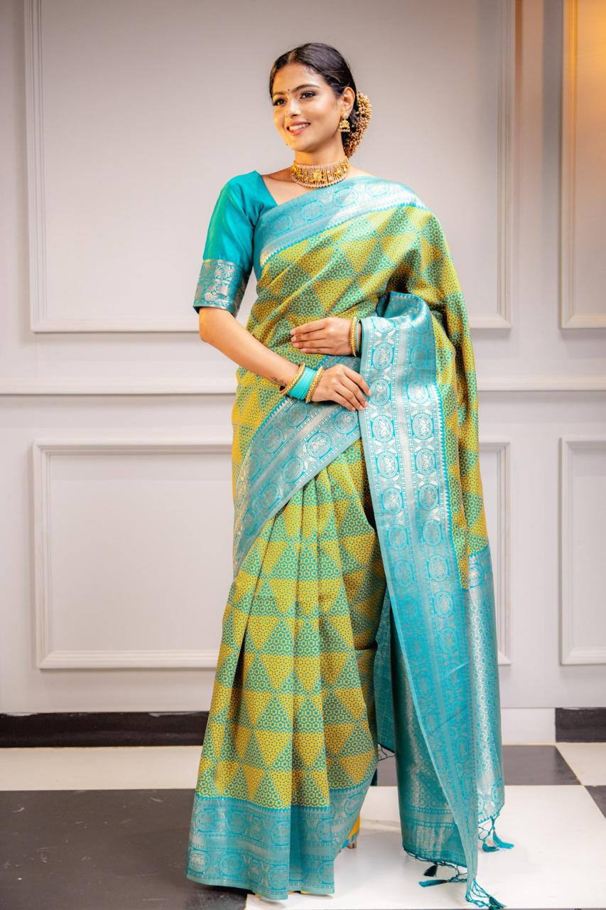 Woven Kanjivaram , Banarasi Jacquard Saree