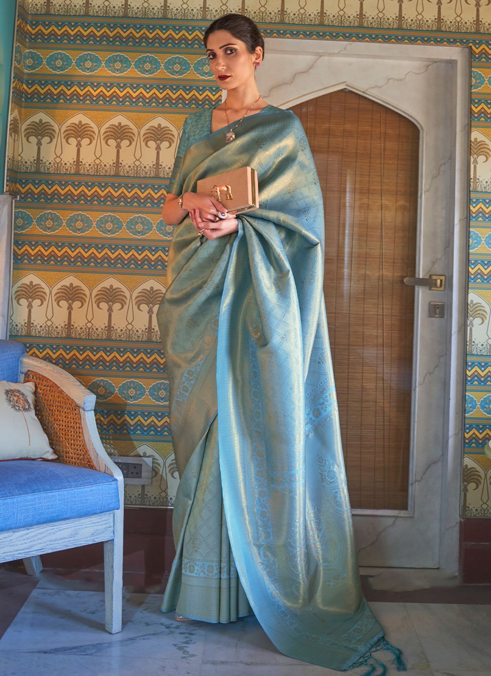 Woven Kanjivaram , Banarasi Jacquard Saree