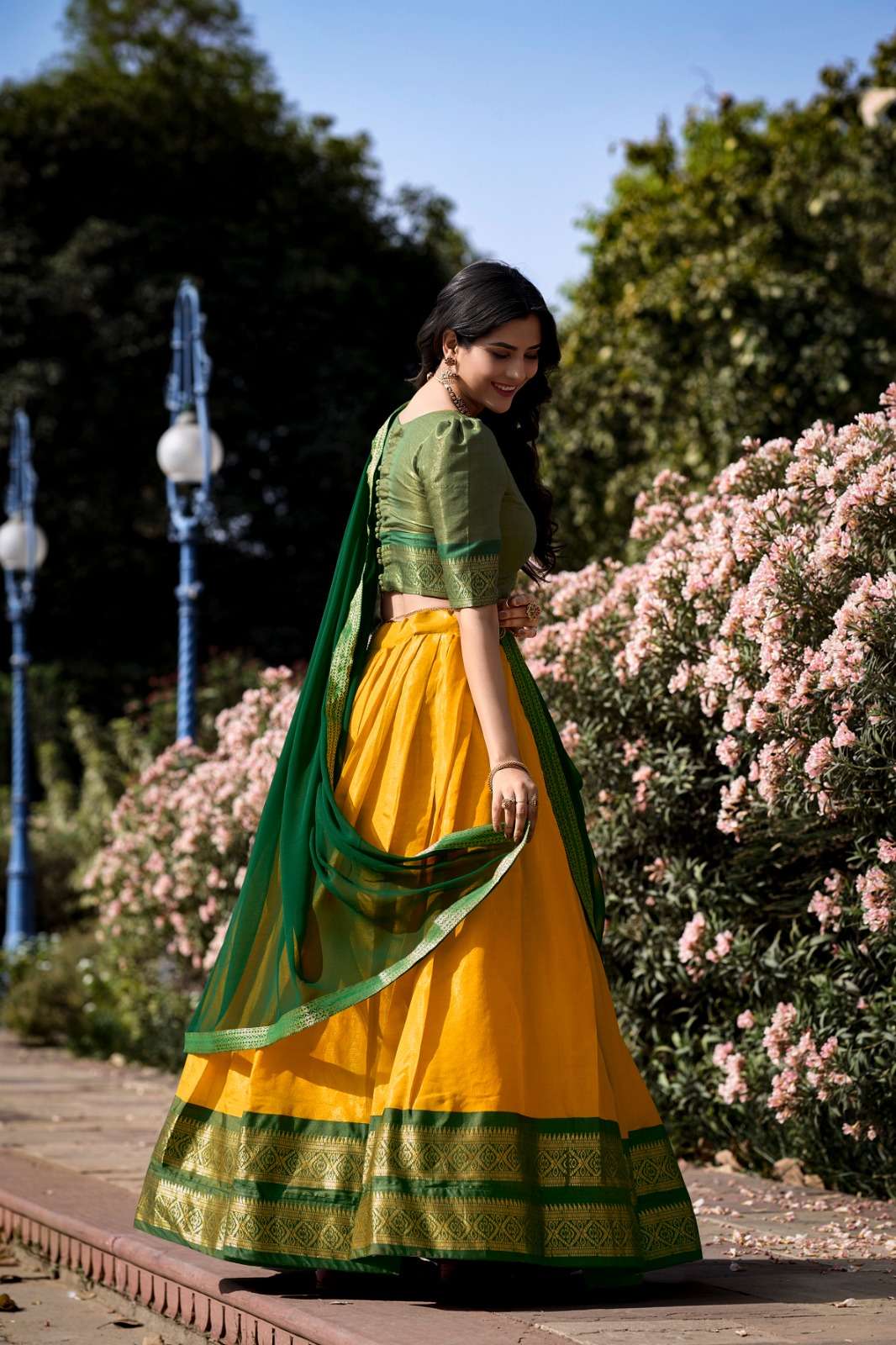 Kanjiveram Silk Zari Lehenga With Blouse Along With Banarsi Silk