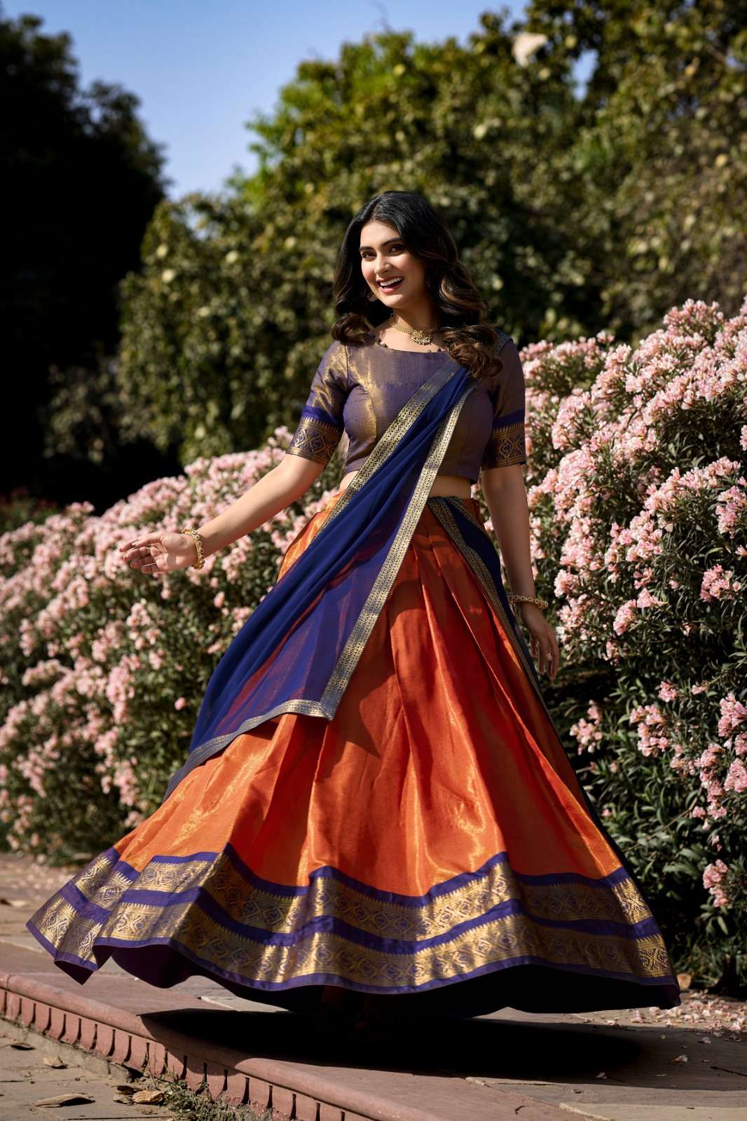 Kanjiveram Silk Zari Lehenga With Blouse Along With Banarsi Silk