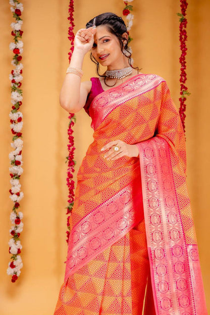 Woven Kanjivaram , Banarasi Jacquard Saree