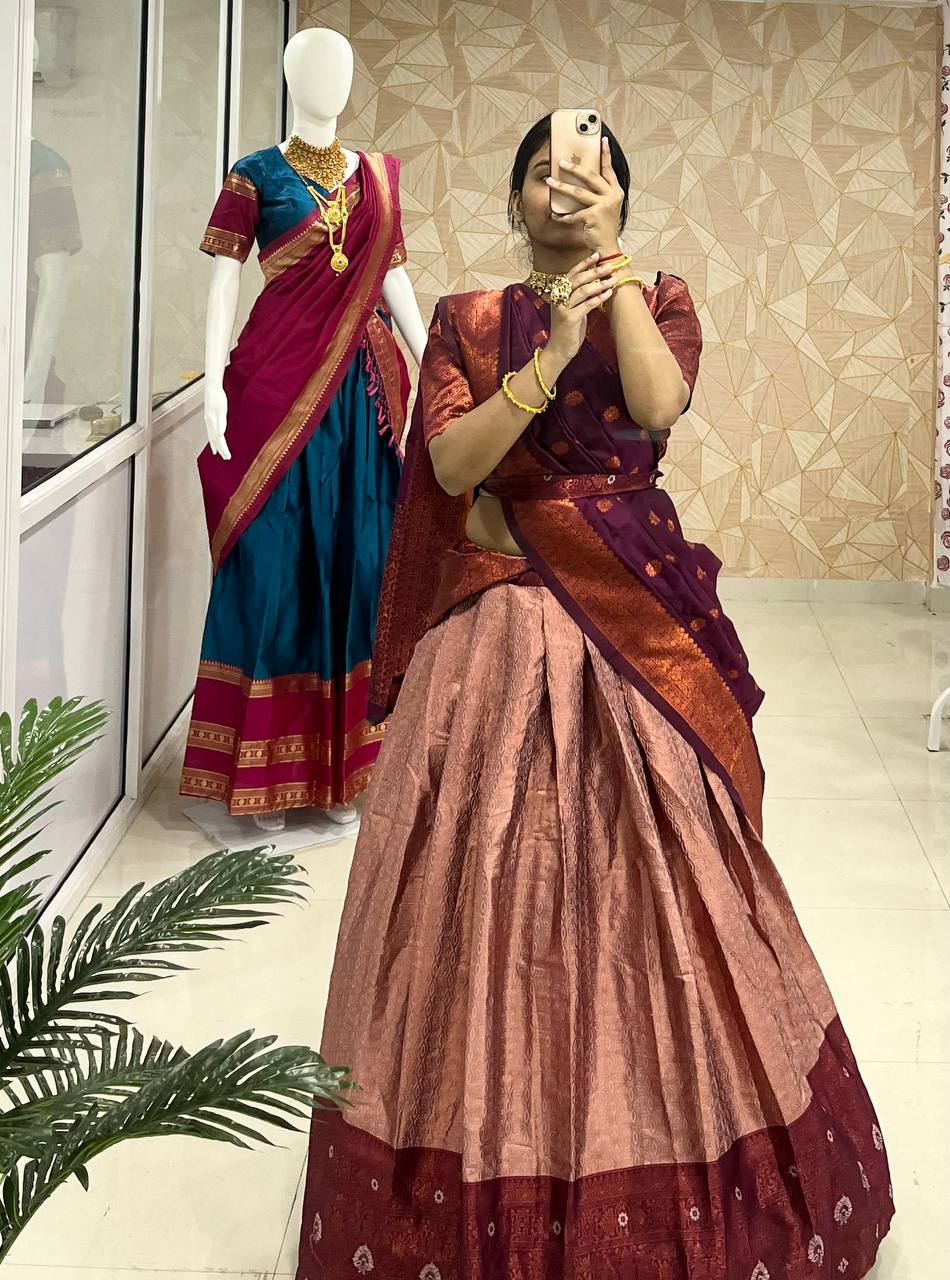 Kanjiveram Silk Zari Lehenga With Blouse Along With Banarsi Silk