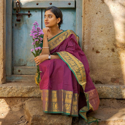 Woven Kanjivaram , Banarasi Jacquard Saree