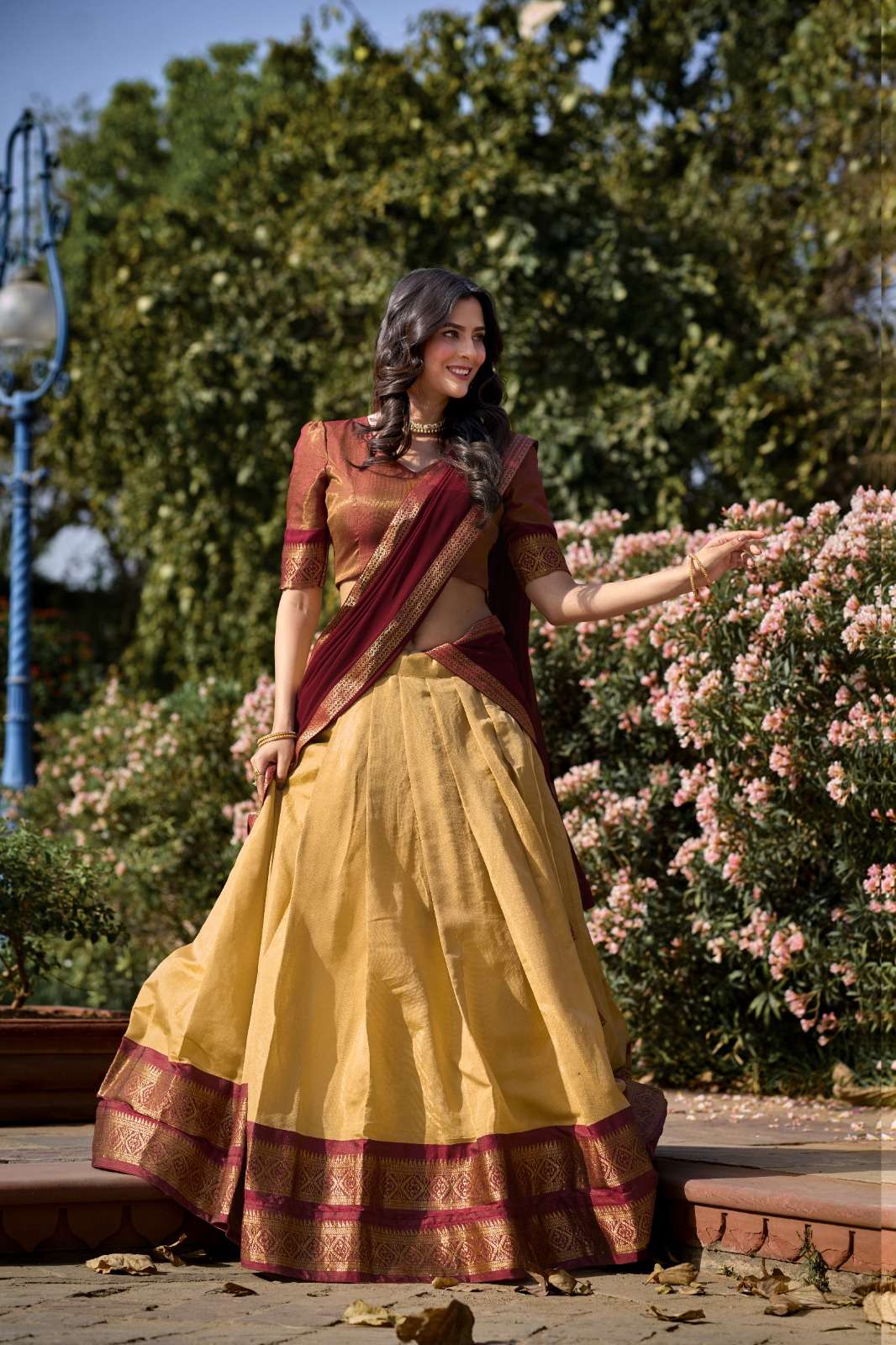 Kanjiveram Silk Zari Lehenga With Blouse Along With Banarsi Silk