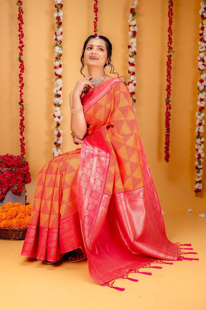 Woven Kanjivaram , Banarasi Jacquard Saree