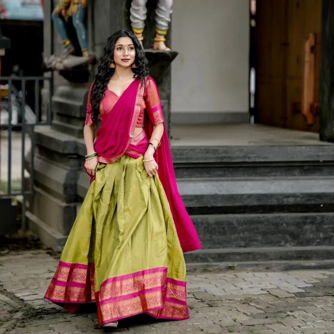 Kanjiveram Silk Zari Lehenga With Blouse Along With Banarsi Silk