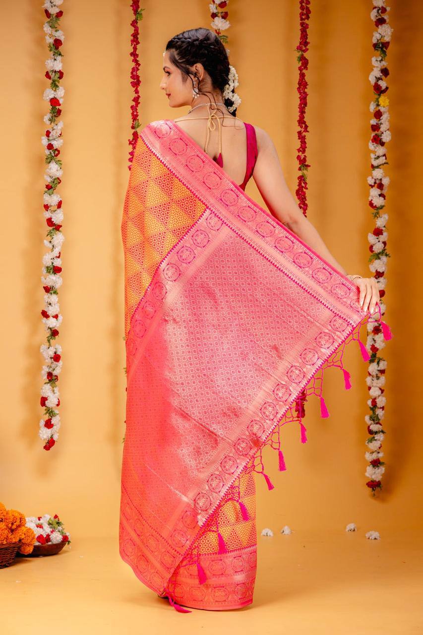 Woven Kanjivaram , Banarasi Jacquard Saree