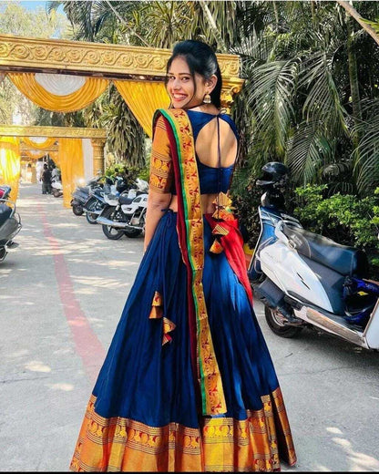 Kanjiveram Silk Zari Lehenga With Blouse Along With Banarsi Silk