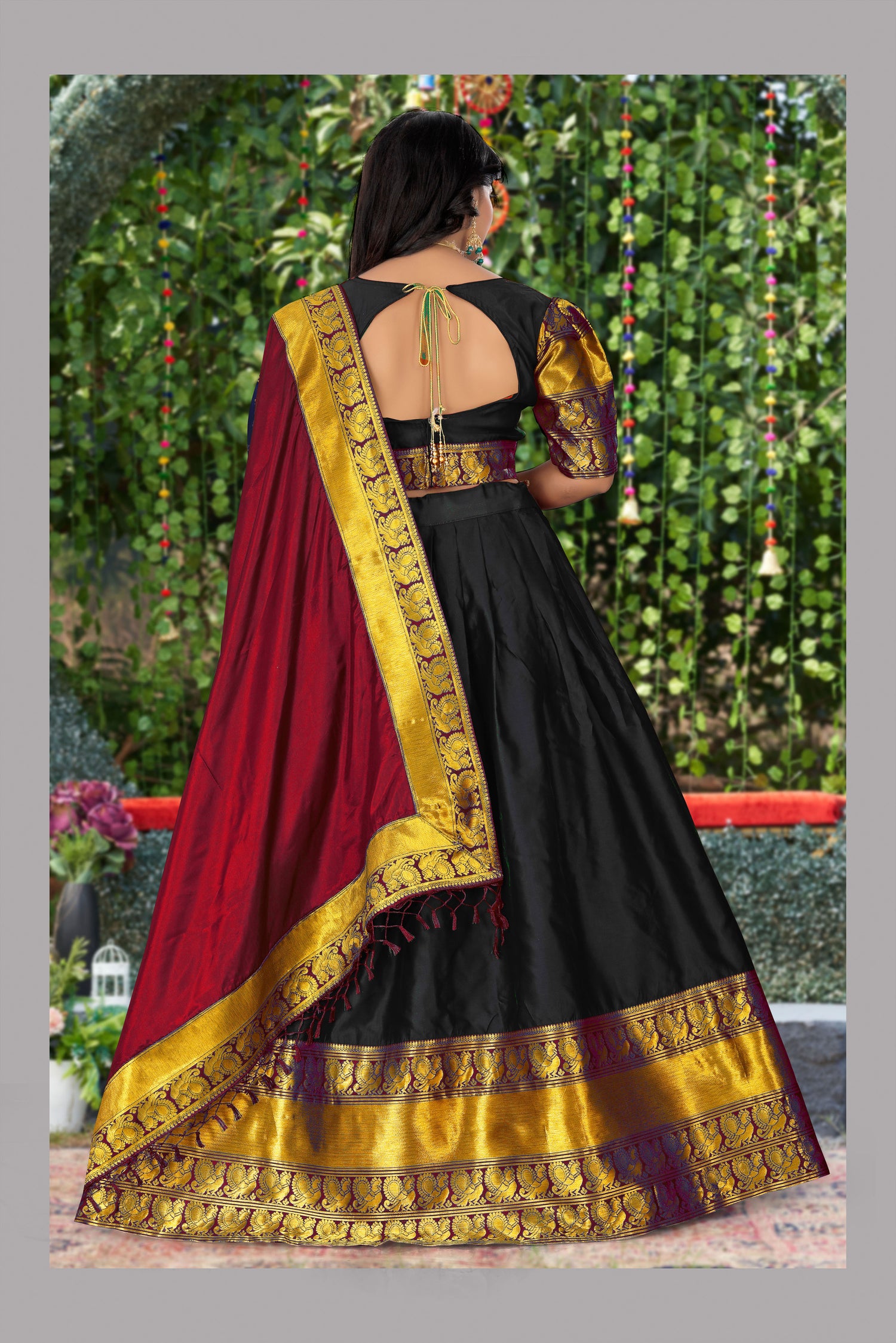 Kanjiveram Silk Zari Lehenga With Blouse Along With Banarsi Silk