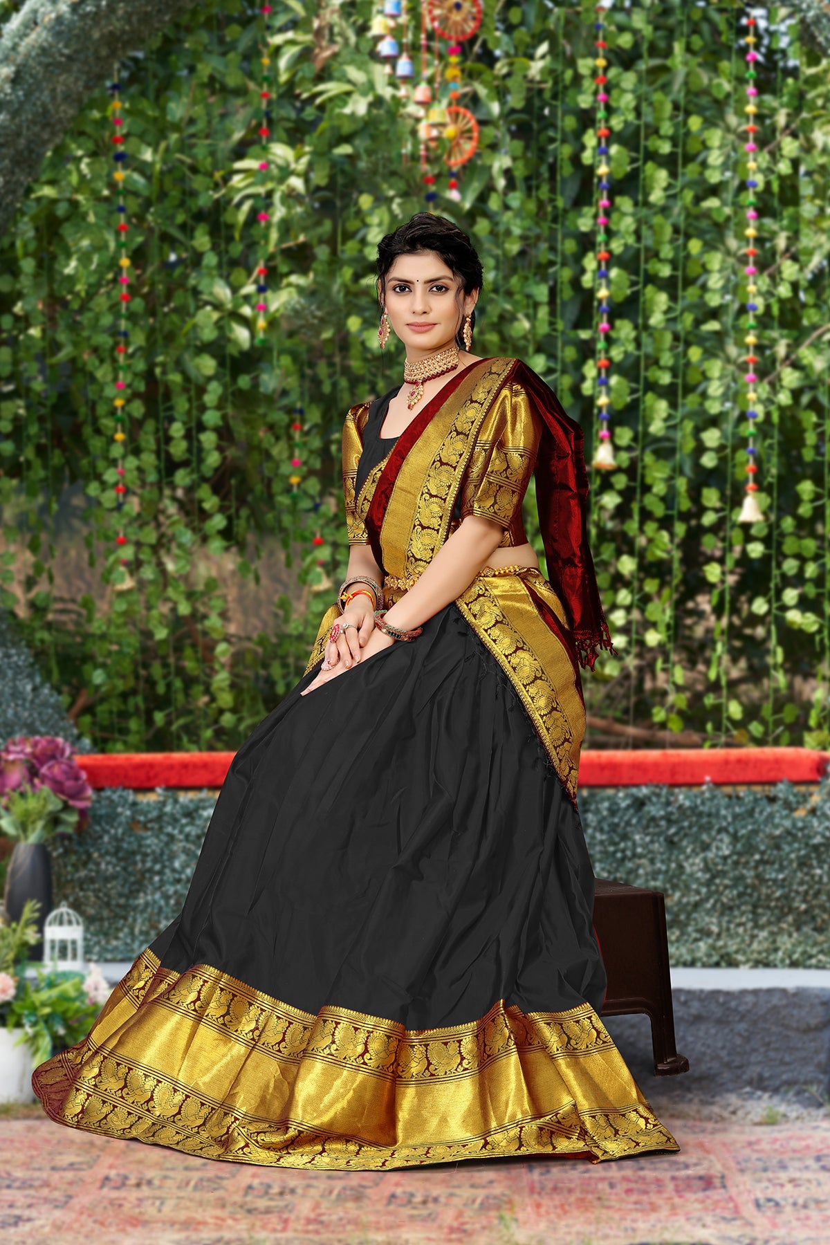 Kanjiveram Silk Zari Lehenga With Blouse Along With Banarsi Silk