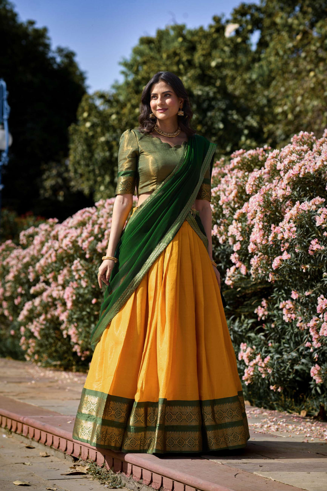 Kanjiveram Silk Zari Lehenga With Blouse Along With Banarsi Silk