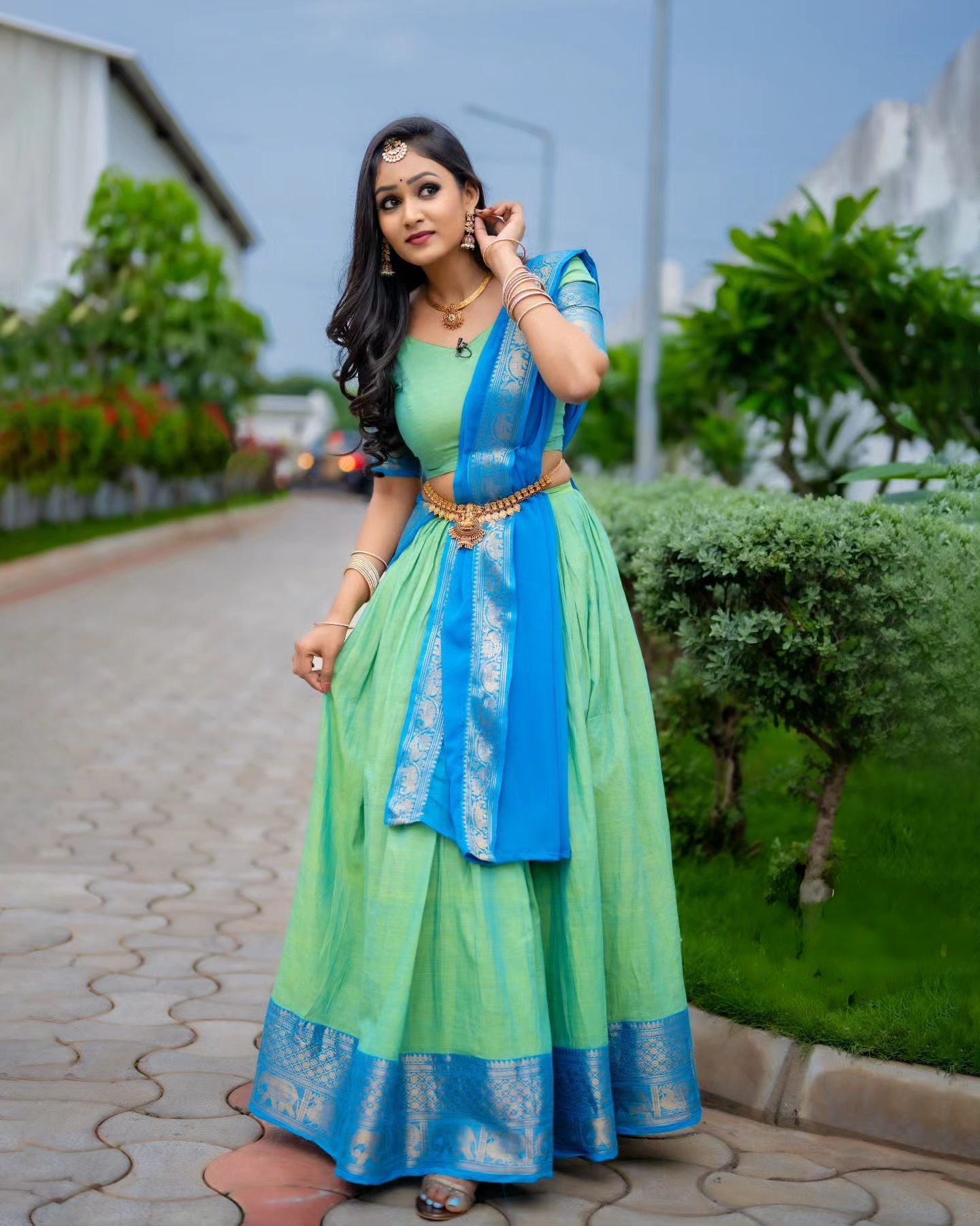 Kanjiveram Silk Zari Lehenga With Blouse Along With Banarsi Silk