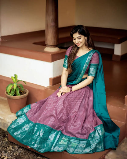 Kanjiveram Silk Zari Lehenga With Blouse Along With Banarsi Silk