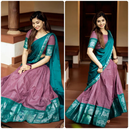 Kanjiveram Silk Zari Lehenga With Blouse Along With Banarsi Silk