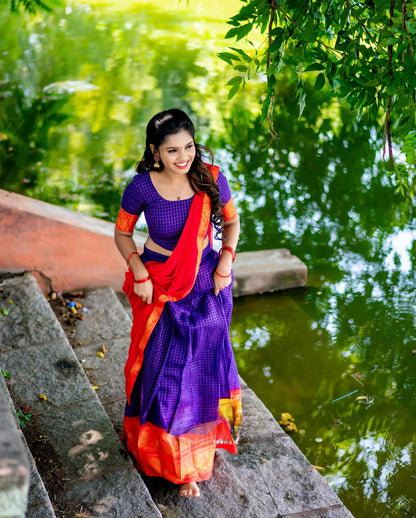 Kanjiveram Silk Zari Lehenga With Blouse Along With Banarsi Silk