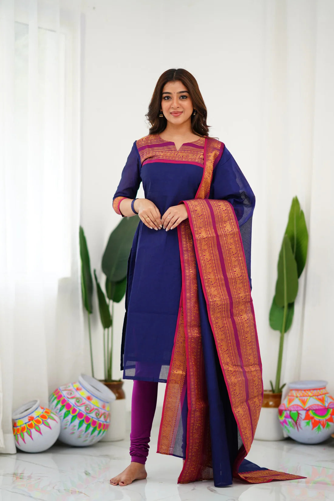 Sareetra Cotton Salwar - Navy Blue