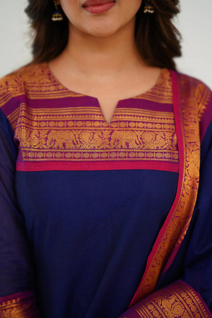 Sareetra Cotton Salwar - Navy Blue