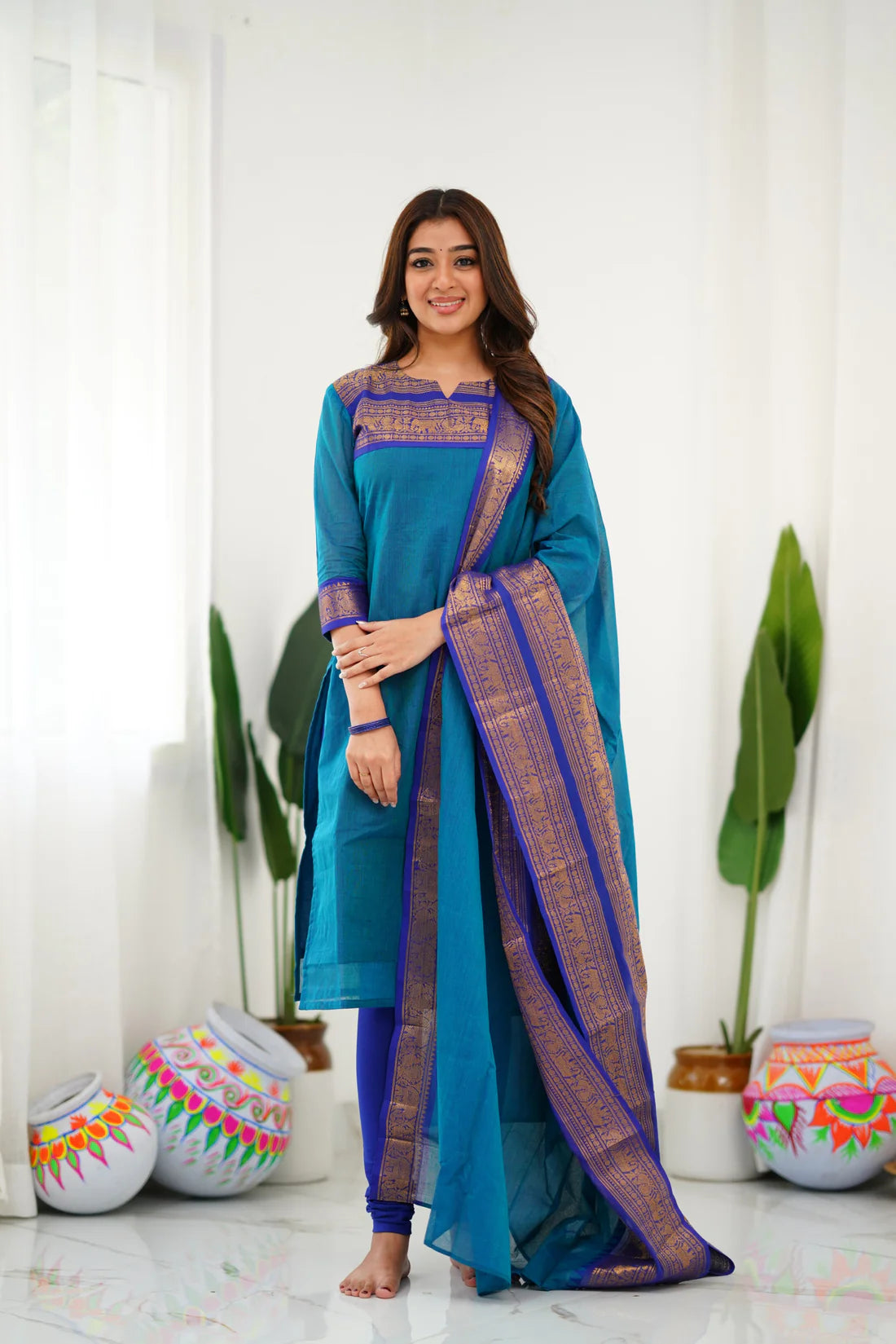 Sareetra Cotton Salwar - Blue