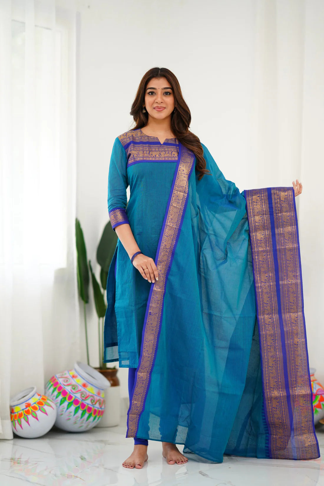 Sareetra Cotton Salwar - Blue