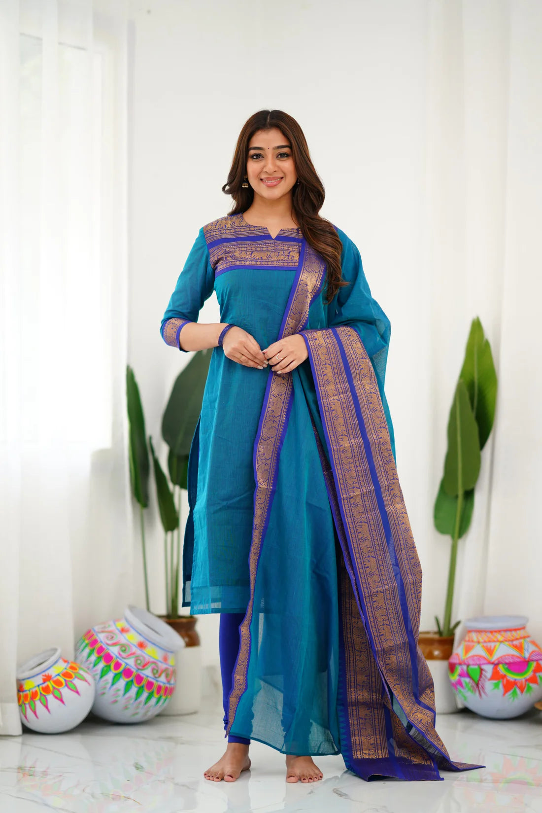 Sareetra Cotton Salwar - Blue