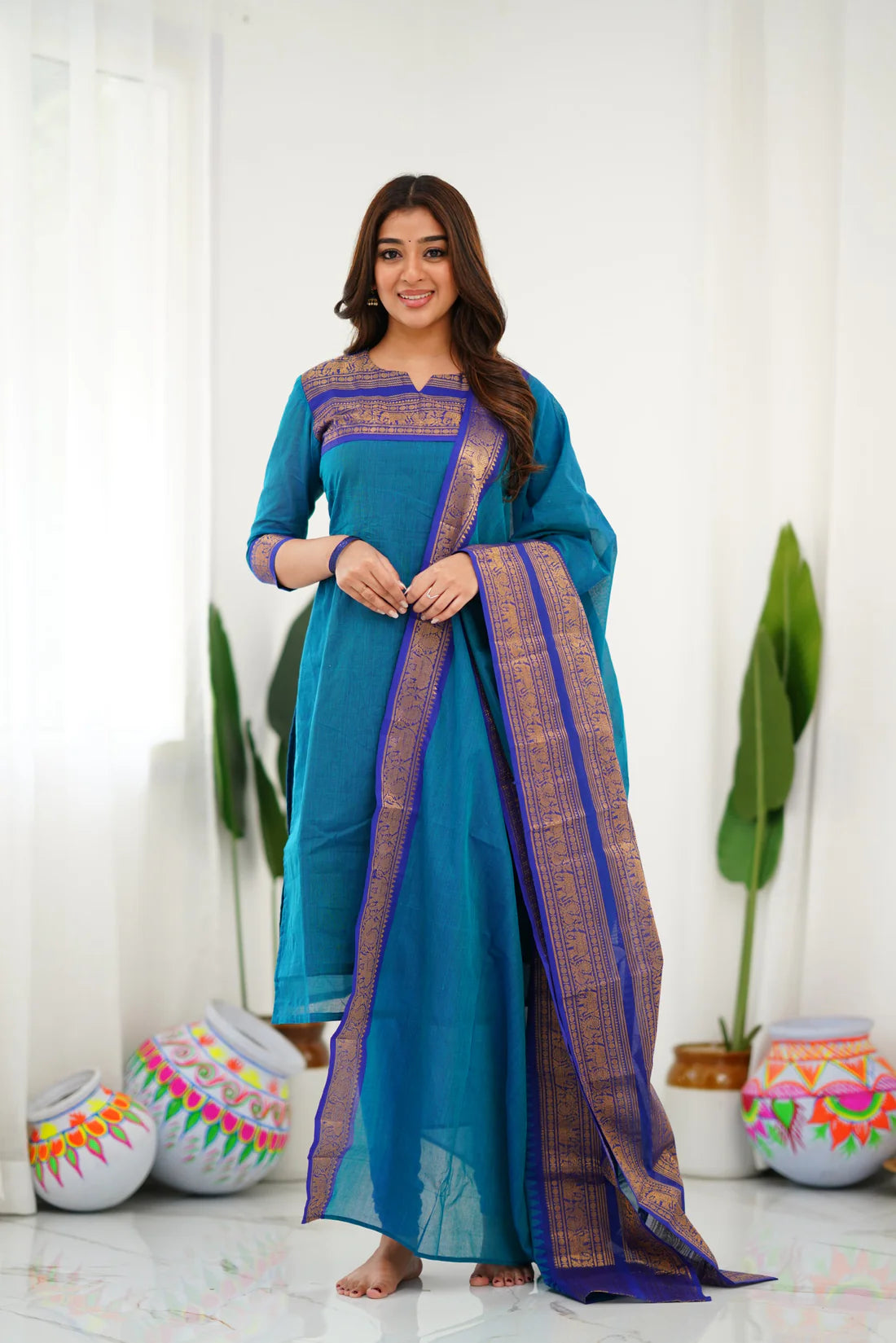 Sareetra Cotton Salwar - Blue