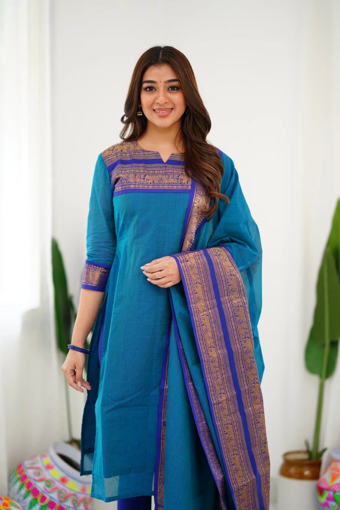 Sareetra Cotton Salwar - Blue