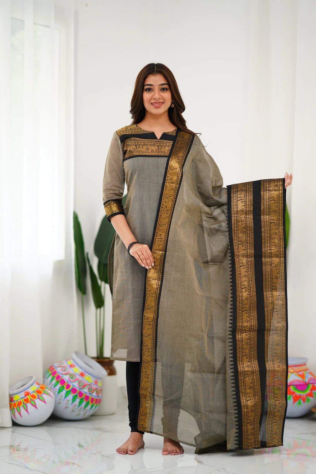 Sareetra Cotton Salwar - ash