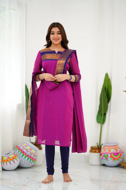 Sareetra Cotton Salwar - Pinkish Magenta