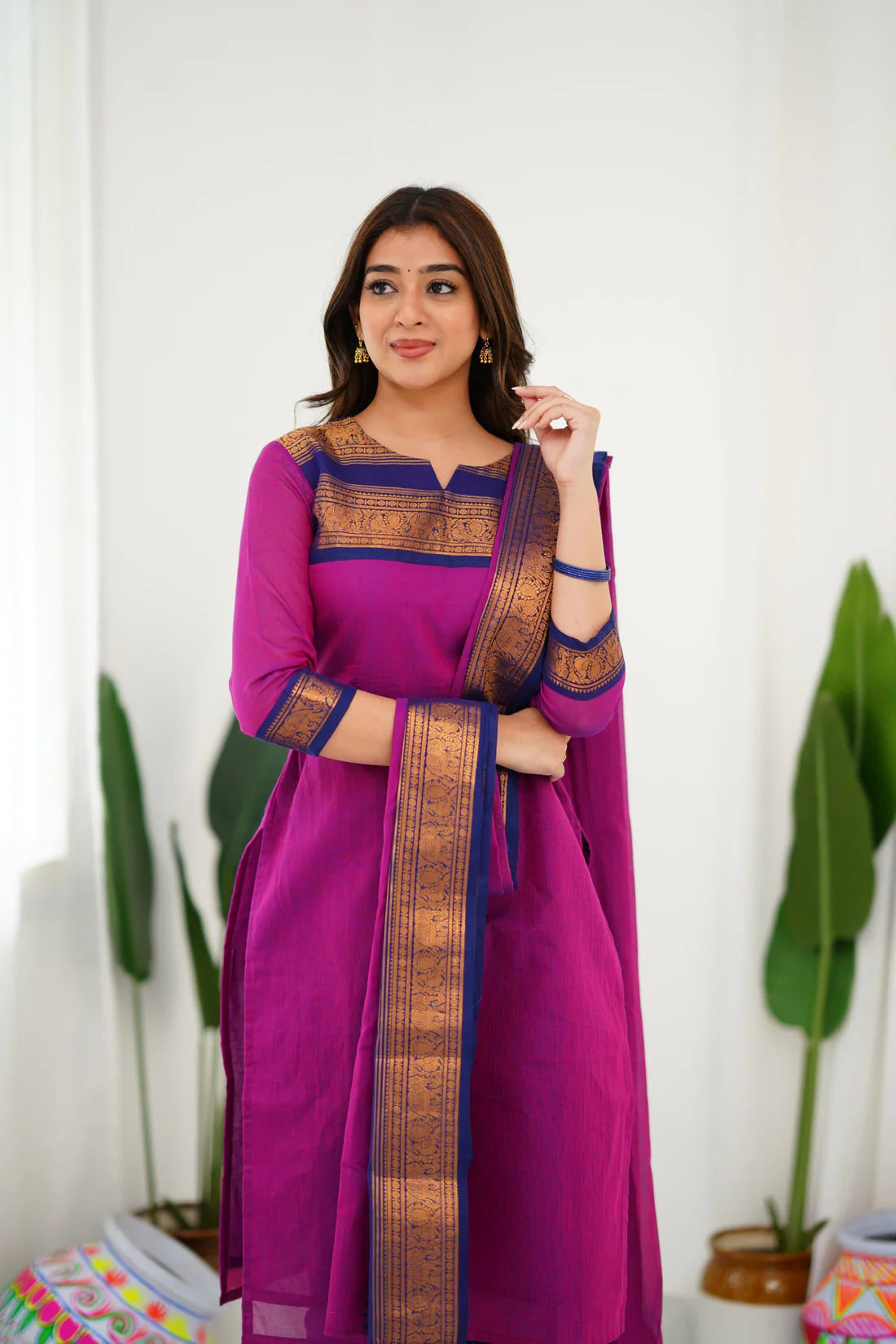 Sareetra Cotton Salwar - Pinkish Magenta