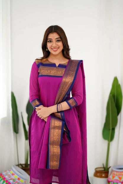 Sareetra Cotton Salwar - Pinkish Magenta