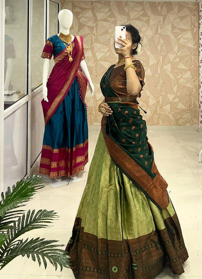 Kanjiveram Silk Zari Lehenga With Blouse Along With Banarsi Silk